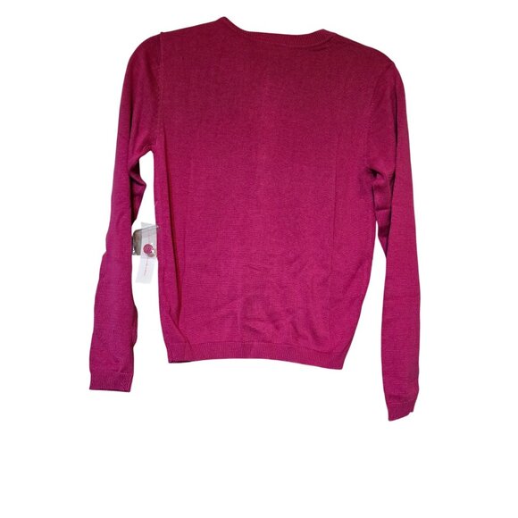 Modcloth Women's Comfy Oversized Pretzel XS Button-Up Knit Cardigan Berry Pink - Picture 4 of 9